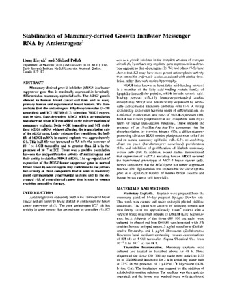 Stabilization of mammary-derived growth inhibitor messenger RNA by antiestrogens thumbnail