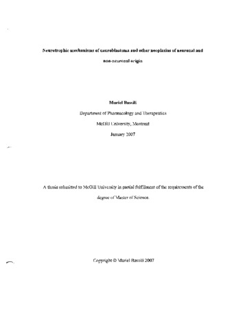 Neurotrophic mechanisms of neuroblastoma and other neoplasias of neuronal and non-neuronal origin thumbnail