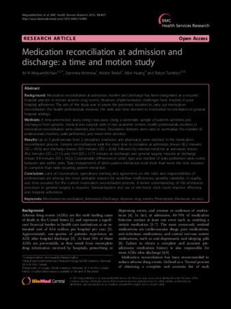 Medication reconciliation at admission and discharge: a time and motion study thumbnail