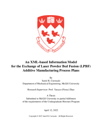 An XML-based information model for the exchange of laser powder bed fusion (LPBF) additive manufacturing process plans thumbnail