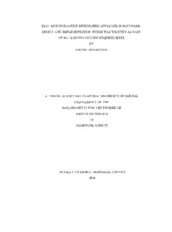 Bias : bioinformatics integrated application software, design and implementation which was written as part of my masters degree requirements thumbnail