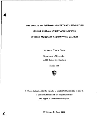 The effects of temporal uncertainty resolution on the overall utility and suspense of risky monetary and survival gambles / thumbnail