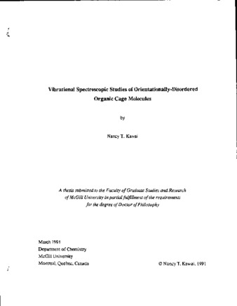 Vibrational spectroscopic studies of orientationally-disordered organic cage molecules thumbnail