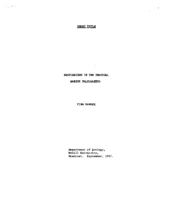 A comparative study of respiration in two tropical marine polychaetes. thumbnail