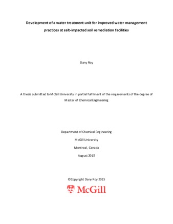 Development of a water treatment unit for improved water management practices at salt-impacted soil remediation facilities thumbnail