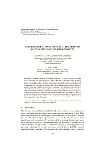 Convergence of data sources in the analysis of complex learning environments thumbnail