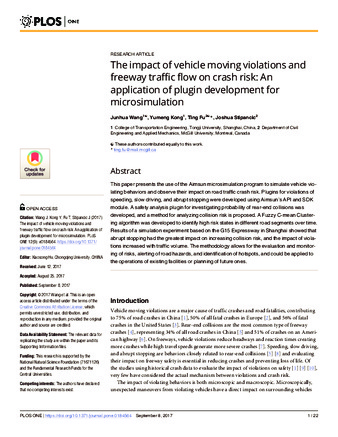 The impact of vehicle moving violations and freeway traffic flow on crash risk: An application of plugin development for microsimulation thumbnail