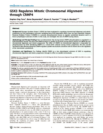 GSK3 regulates mitotic chromosomal alignment through CRMP4 thumbnail