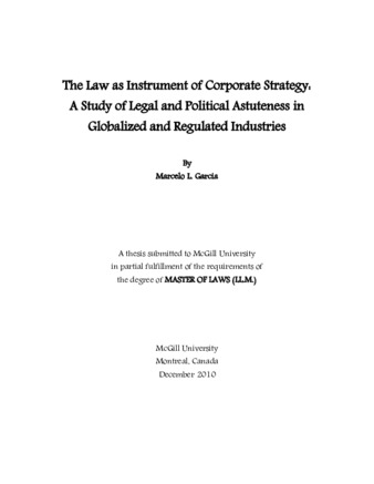 The law as an instrument of corporate strategy: A study of legal and political astuteness in globalized and regulated industries thumbnail