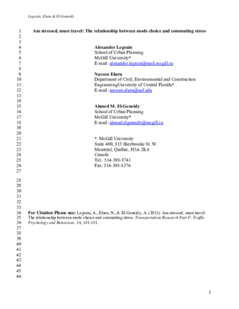 Am stressed, must travel: The relationship between mode choice and commuting stress  thumbnail