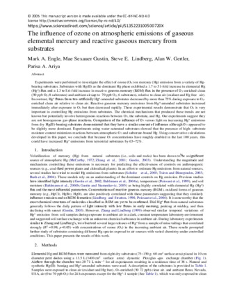 The influence of ozone on atmospheric emissions of gaseous elemental mercury and reactive gaseous mercury from substrates thumbnail