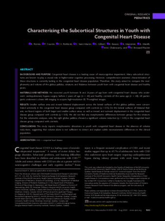 Characterizing the Subcortical Structures in Youth with Congenital Heart Disease thumbnail