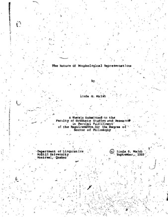 The nature of morphological representations / thumbnail