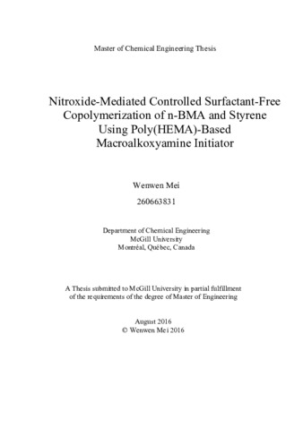 Nitroxide-mediated surfactant-free polymerization of n-butyl methacrylate and styrene using a poly (2-hydroxyethyl methacrylate)-based macroalkoxyamine initiator thumbnail