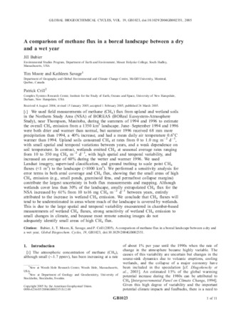 A comparison of methane flux in a boreal landscape between a dry and a wet year thumbnail