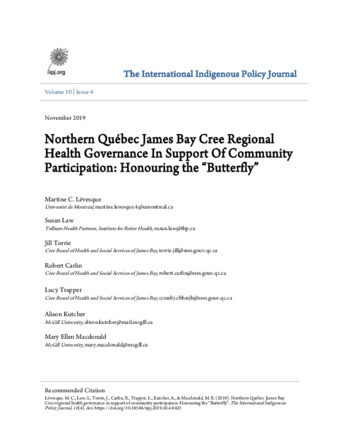 Northern Québec James Bay Cree Regional Health Governance in Support of Community Participation: Honouring the "Butterfly" thumbnail