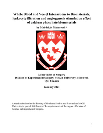 Whole blood and vessel interactions to biomaterials; leukocyte filtration and angiogenesis stimulation effect of calcium phosphate biomaterials thumbnail