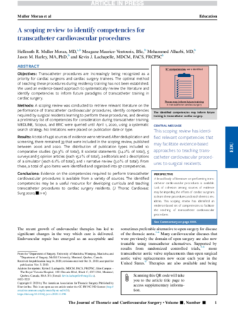 A scoping review to identify competencies for transcatheter cardiovascular procedures thumbnail