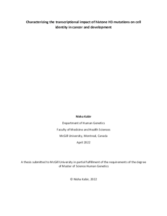 Characterizing the transcriptional impact of histone H3 mutations on cell identity in cancer and development thumbnail