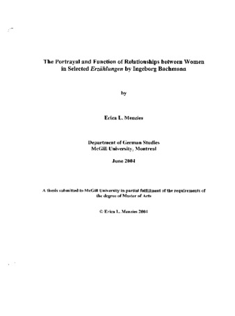 The portrayal and function of relationships between women in selected Erzählungen by Ingeborg Bachmann / thumbnail