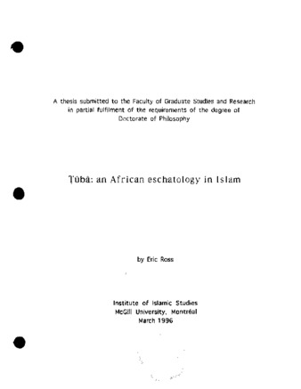 Ṭûbâ : an African eschatology in Islam thumbnail