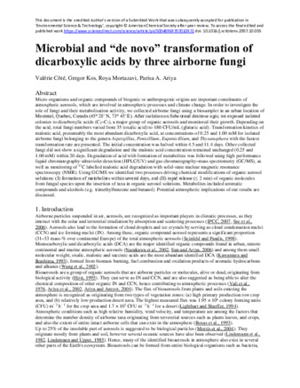 Microbial and “de novo” transformation of dicarboxylic acids by three airborne fungi thumbnail