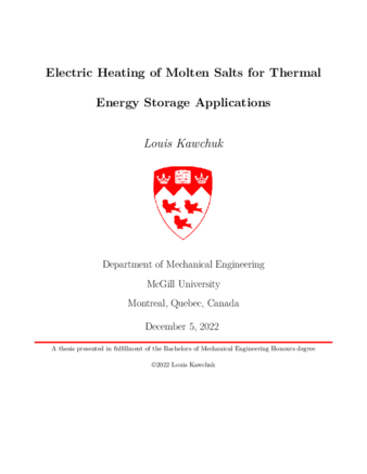 Electric Heating of Molten Salts for Thermal Energy Storage Applications thumbnail