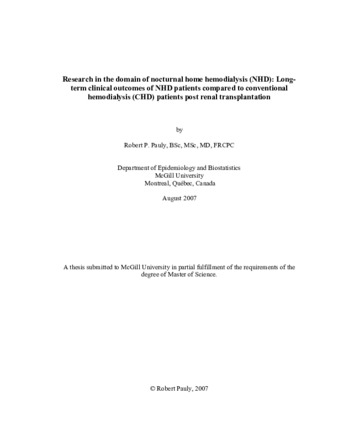 Research in the domain of nocturnal home hemodialysis (NHD): long-term clinical outcomes of NHD patients compared to conventional hemodialysis (CHD) patients post-renal transplantation thumbnail