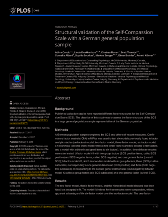 Structural validation of the Self-Compassion Scale with a German general population sample thumbnail