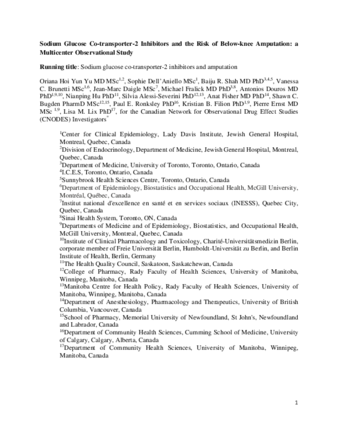 Sodium Glucose Co-transporter-2 Inhibitors and the Risk of Below-knee Amputation: a Multicenter Observational Study thumbnail