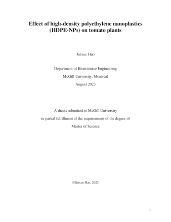 Effect of high-density polyethylene nanoplastics (HDPE-NPs) on tomato plants in different growth stages thumbnail