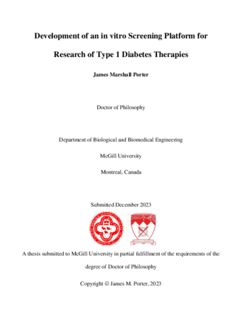 Development of an in vitro screening platform for research of Type 1 Diabetes therapies thumbnail