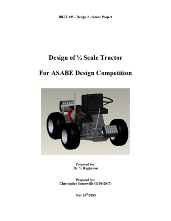 Design of a 1/4 Scale Tractor for ASABE Design Competition thumbnail