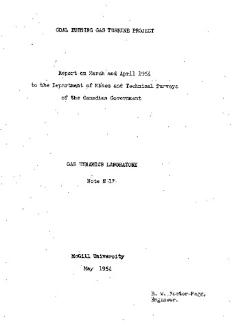 Coal burning gas turbine project. Report on March and April 1954 to the Department of Mines and Technical Surveys of the Canadian government thumbnail