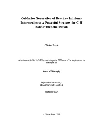 Oxidative generation of reactive iminium-intermediates: A powerful strategy for C-H bond functionalization thumbnail