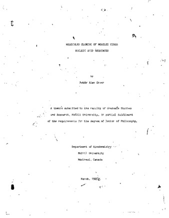 Molecular cloning of measles virus nucleic acid sequences thumbnail