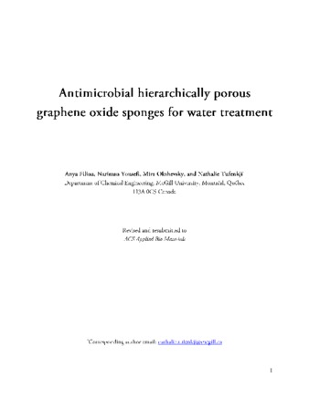 Antimicrobial hierarchically porous graphene oxide sponges for water treatment thumbnail