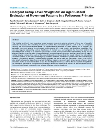 Emergent Group Level Navigation: An Agent-Based Evaluation of Movement Patterns in a Folivorous Primate thumbnail