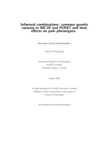 Informed combinations: common genetic variants in MC1R and P2RX7 and their effects on pain phenotypes thumbnail