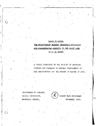Death by water : the relationship between vegetation mythology and Shakespearean allusion in The waste land of T.S. Eliot thumbnail