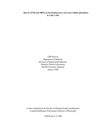 Role of CFTR and MRP1 in determining intra-and extra- cellular glutathione in Calu-3 cells thumbnail