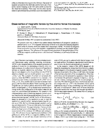 Observation of magnetic forces by the atomic force microscope thumbnail