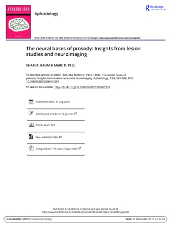 The neural bases of prosody: Insights from lesion studies and neuroimaging thumbnail