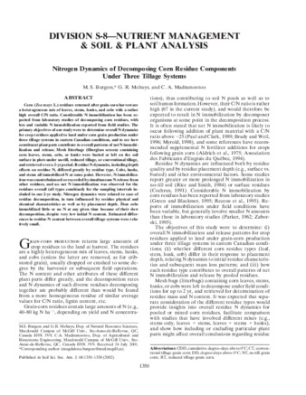 Nitrogen dynamics of decomposing corn residue components under three tillage systems thumbnail