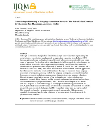 Methodological Diversity in Language Assessment Research: The Role of Mixed Methods in Classroom-Based Language Assessment Studies thumbnail