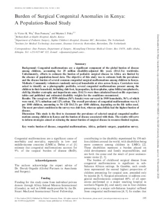 Burden of Surgical Congenital Anomalies in Kenya: A Population-Based Study thumbnail