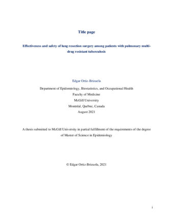 Effectiveness and safety of lung resection surgery among patients with pulmonary multi-drug resistant tuberculosis thumbnail