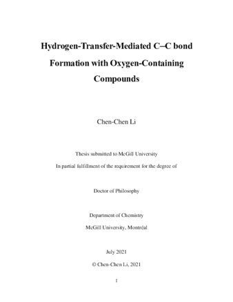 Hydrogen-transfer mediated C-C bond formation with oxygen-containing compounds thumbnail