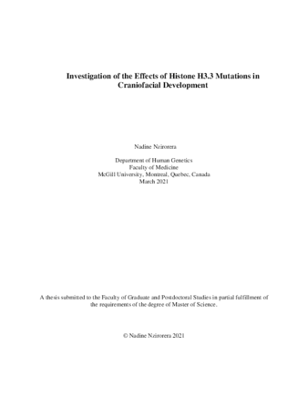 Investigation of the effects of histone H3.3 mutations in craniofacial development thumbnail