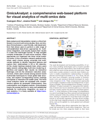  OmicsAnalyst: a comprehensive web-based platform for visual analytics of multi-omics data thumbnail